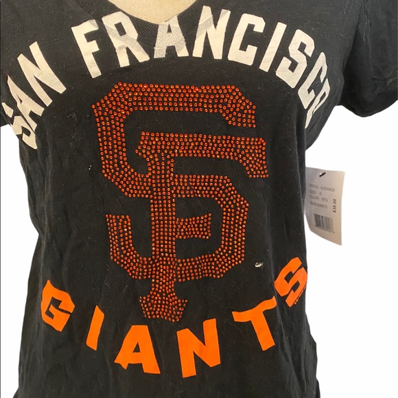 SF Giants Deep V Neck Sequined Tee - Picture 2 of 5